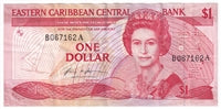 East Carbbean States 1985-88 1 Dollar Note, Pick #17a, VF-EF