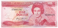 East Caribbean States 1985-88 1 Dollar Note, Pick #17k, Suffix K, AU