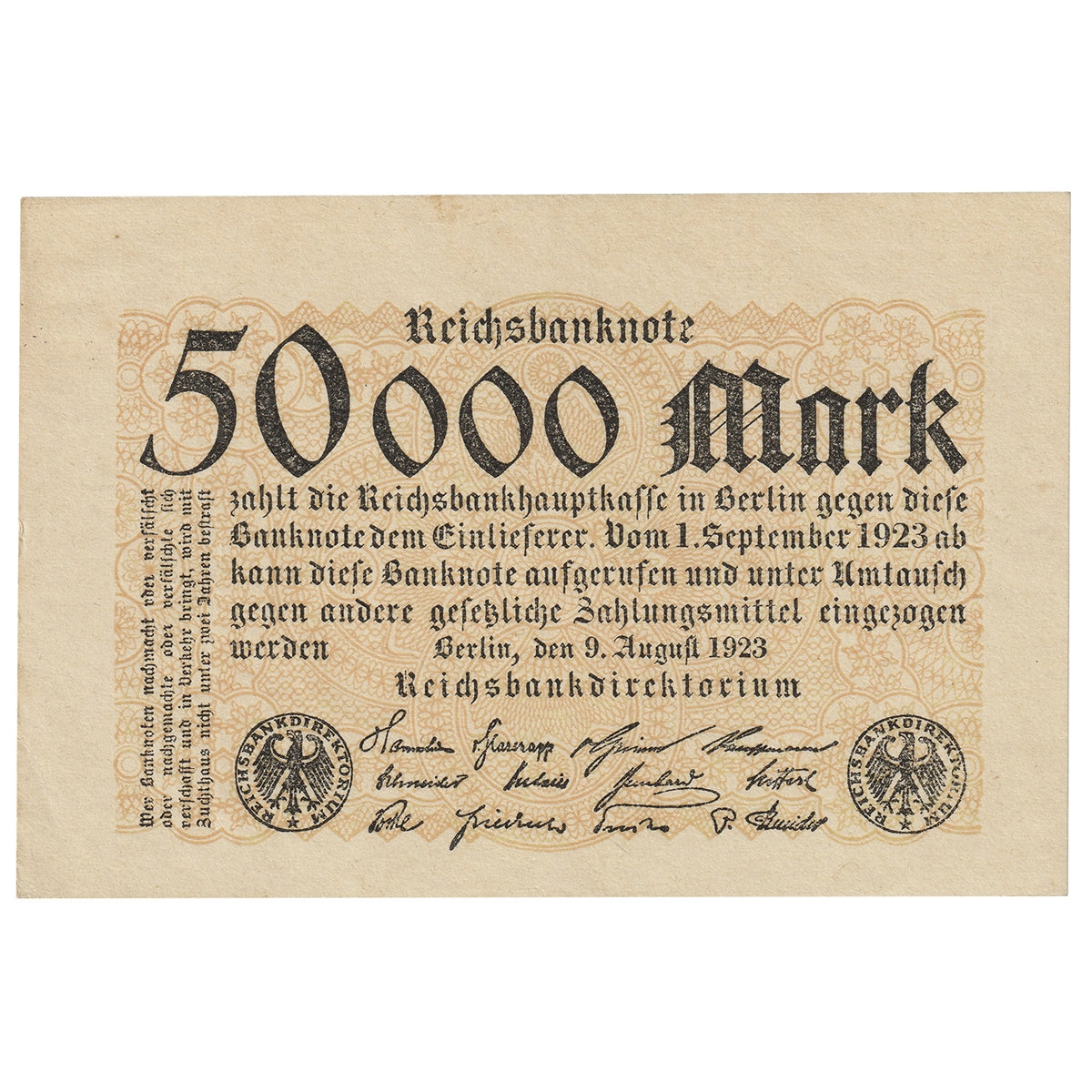 Germany 1923 50,000 Mark Note, Pick #99, AU