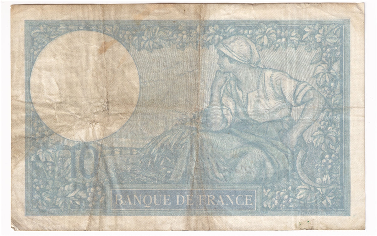 France Note 1939 10 Francs, VF