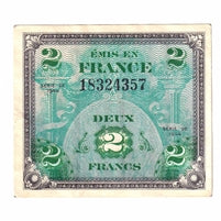 France 1944 2 Francs Note, Pick #114a, EF-AU