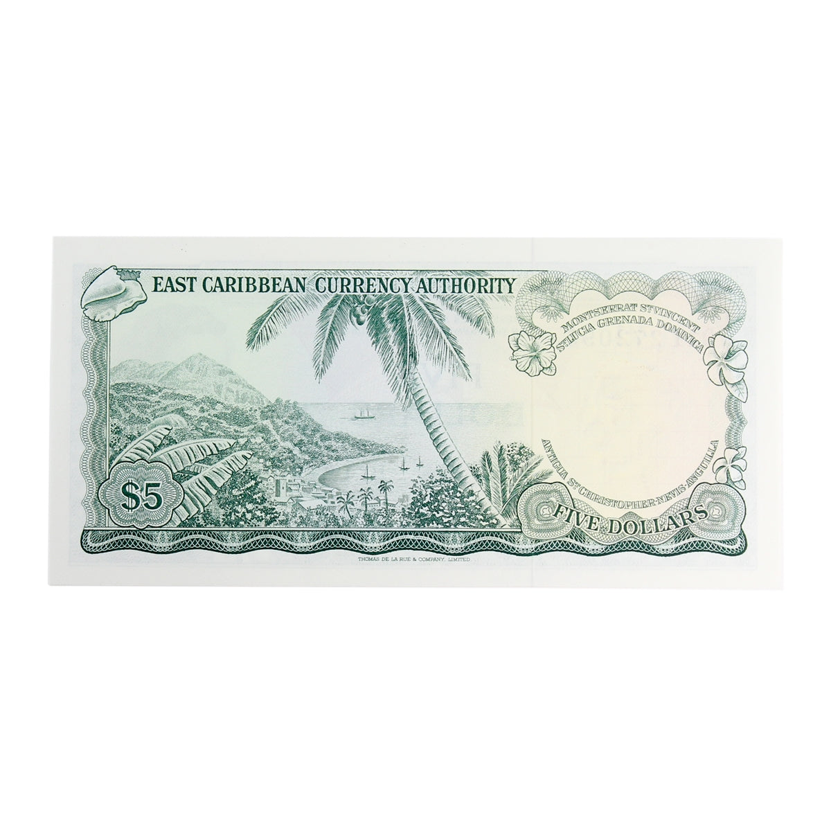 East Caribbean States 1965 5 Dollar Note, Pick #14h, Signature 10, UNC