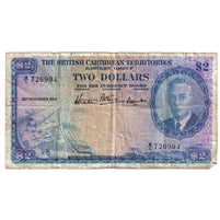 British Caribbean Territories 1950 2 Dollar Note, Pick #2, F-VF