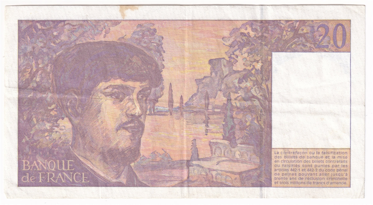 France 1997 20 Francs Note, Pick #151i, VF-EF (stain)