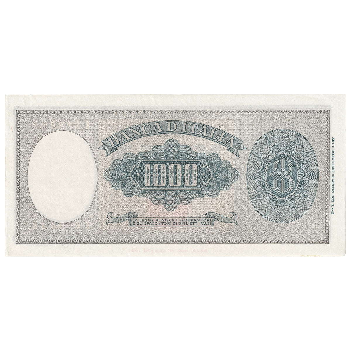 Italy 1000 Lire Note, Pick #82, UNC