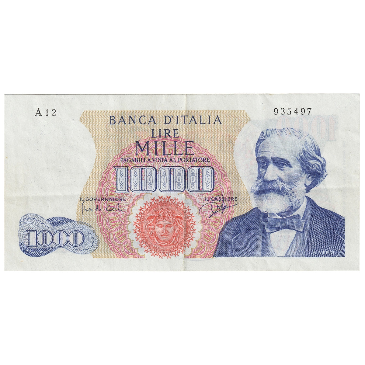 Italy 1000 Lire Note, Pick #96a, EF