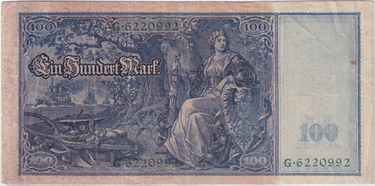 Germany 1910 100 Mark Note, Pick #43, VF (Stain)