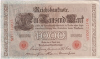 Germany 1910 1,000 Mark Note, Pick #44b, EF