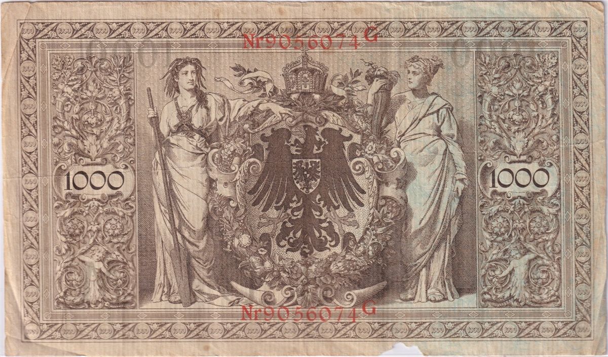 Germany 1910 1,000 Mark Note, Pick #44b, VF (Damaged)