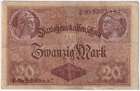 Germany 1914 20 Mark Note, Pick #48b, VG-F