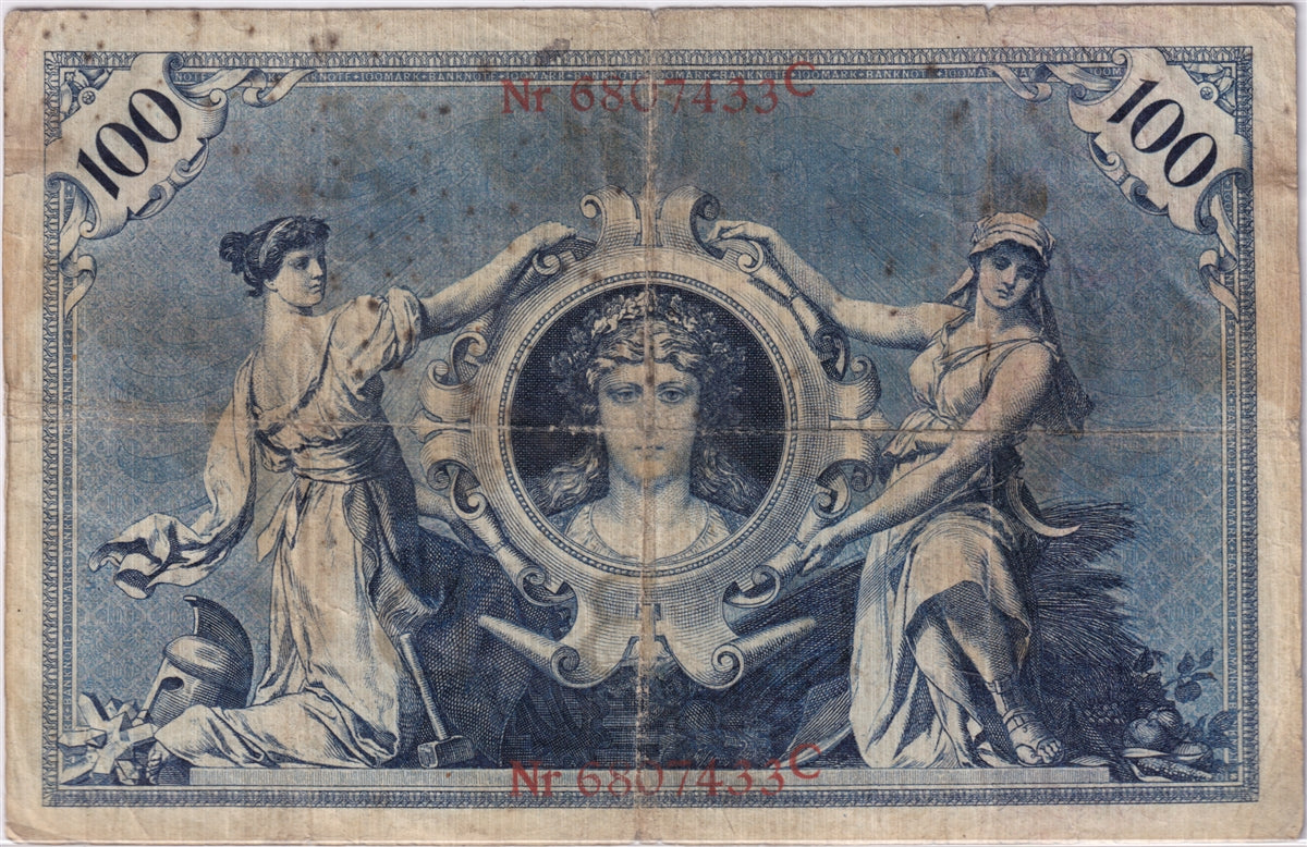 Germany 1905 100 Mark Note, Pick #24, F (soiling)