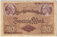 Germany 1914 20 Mark Note, Pick #48b, VF