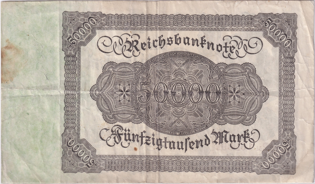 Germany 1922 50,000 Mark Note, Pick #79, VF (Stain)