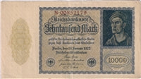 Germany 1922 10,000 Mark Note, Pick #72, AU