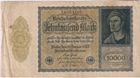 Germany 1922 10,000 Mark Note, Pick #72, VF