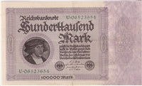 Germany 1923 100,000 Mark Note, Pick #83a, VF-EF