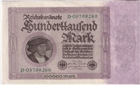 Germany 1923 100,000 Mark Note, Pick #83a, EF