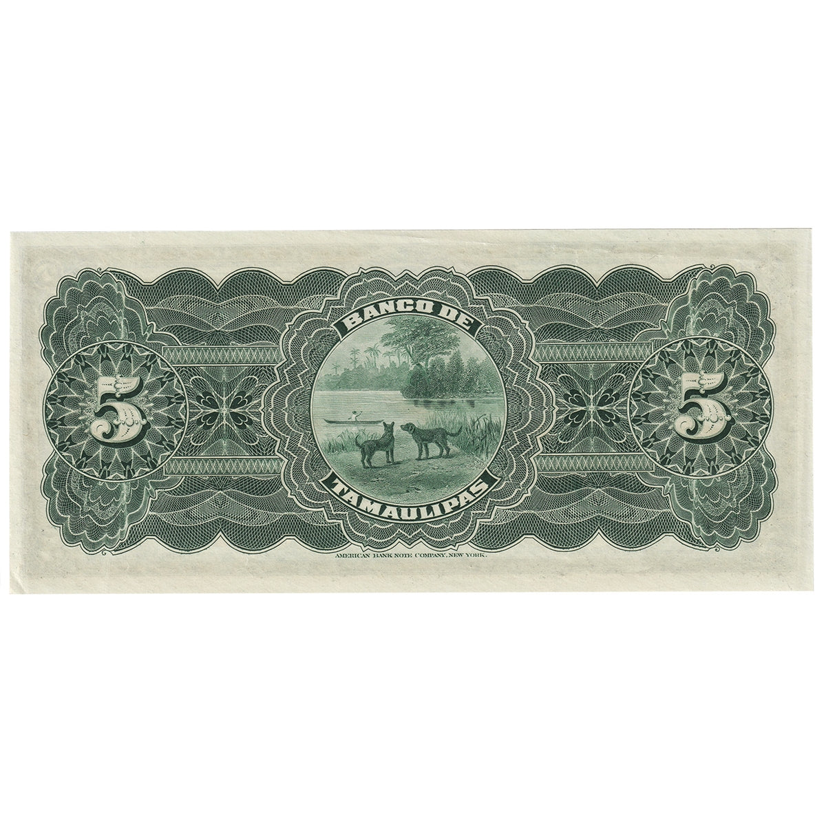 Mexico Bank of Tamaulipas 5 Peso Note, Pick S429r, UNC