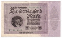 Germany 1923 100,000 Mark Note, VF (Damaged)
