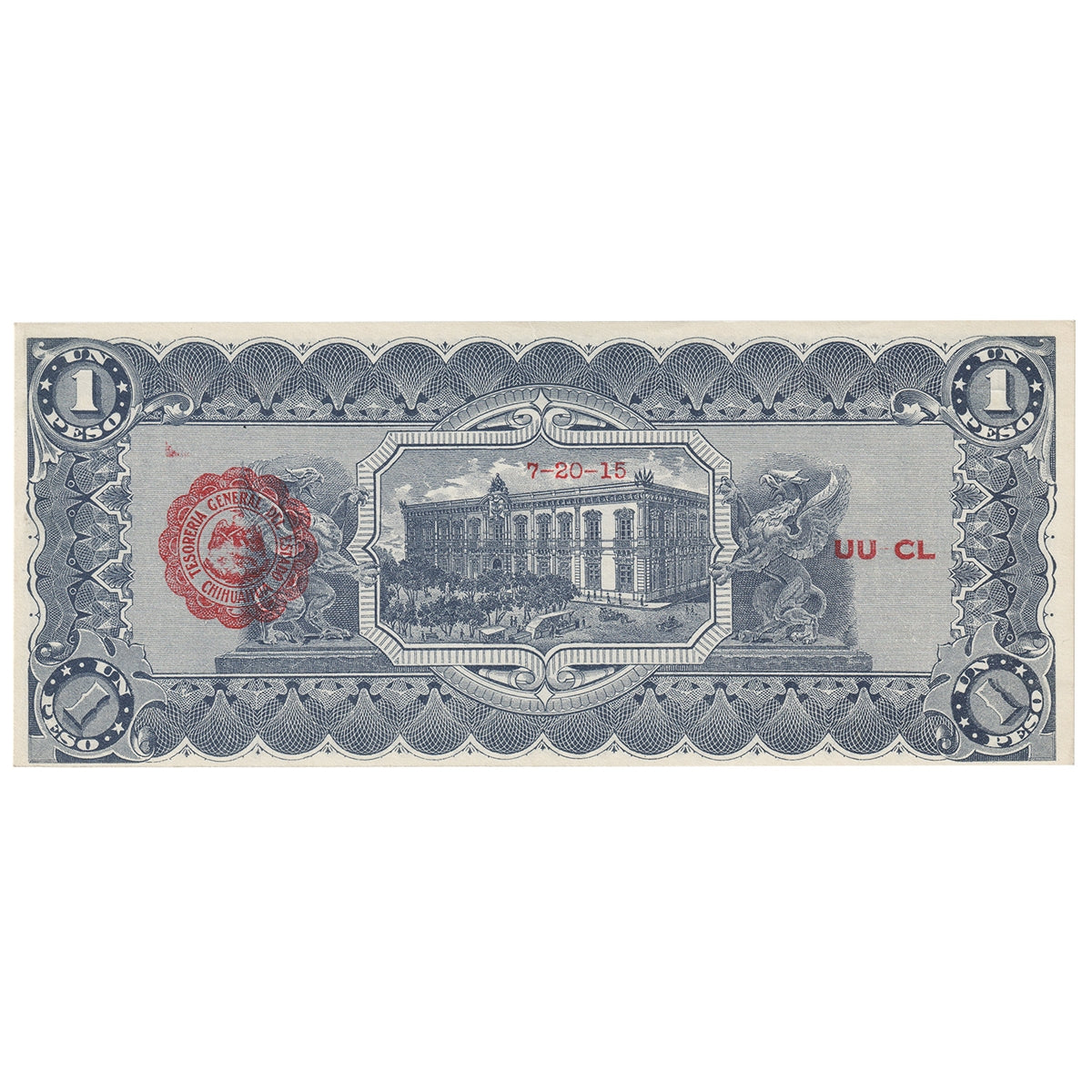 Mexico - Revolutionary 1915 1 Peso Note, Pick #S530e, AU-UNC