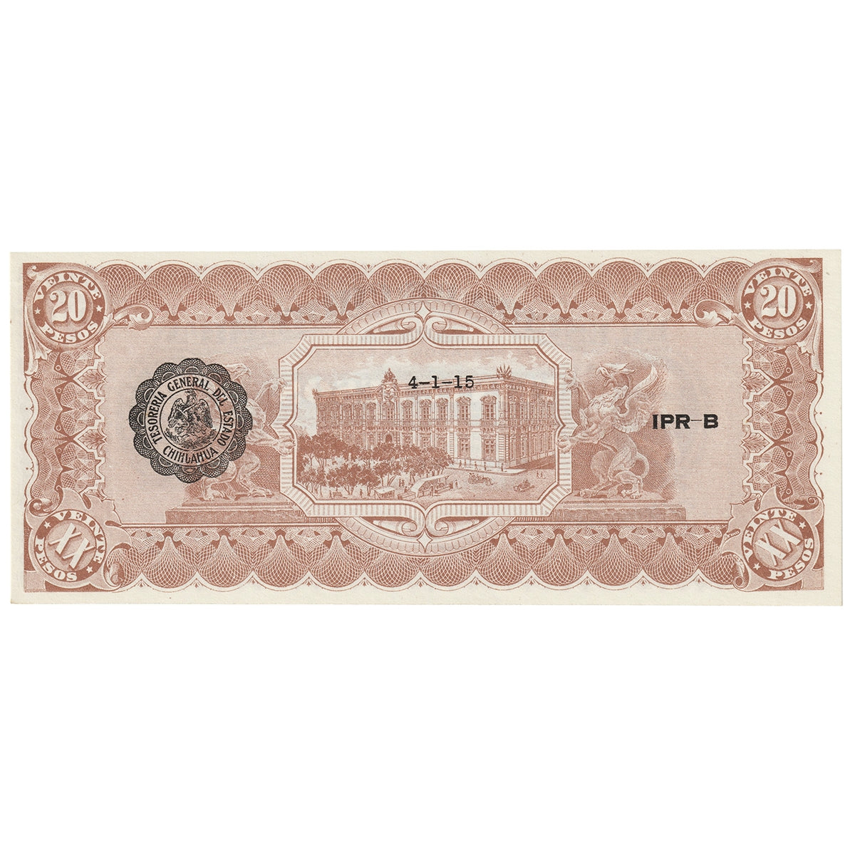 Mexico - Revolutionary 1915 20 Peso Note, Pick #S537b, UNC
