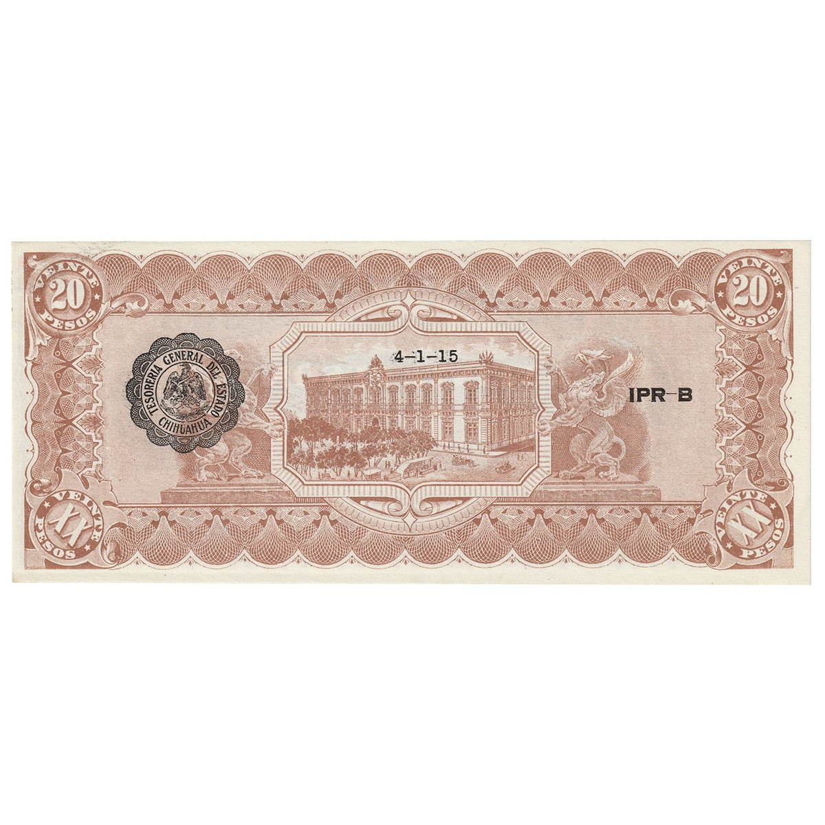 Mexico - Revolutionary 1915 20 Peso Note, Pick #S537b, AU-UNC