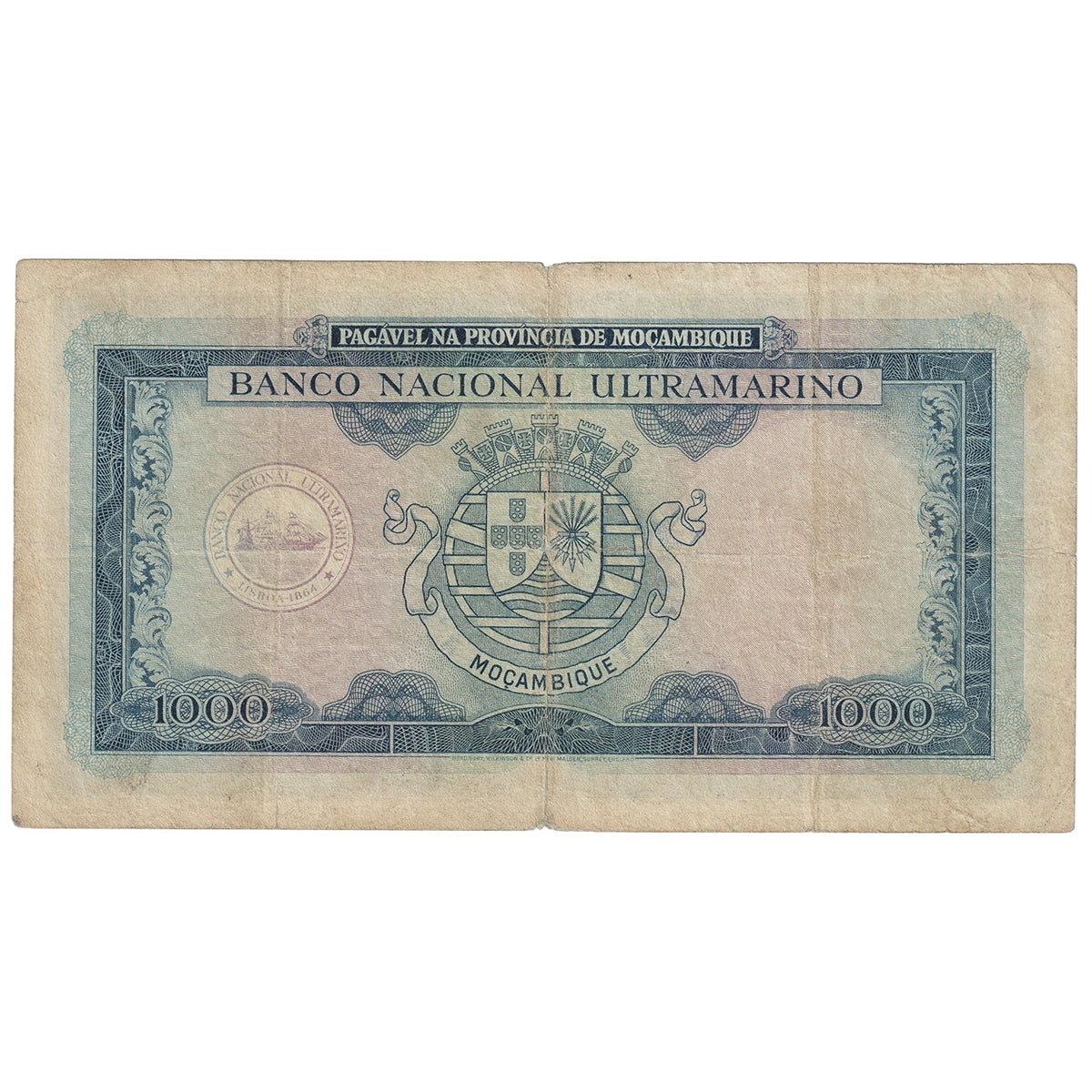 Mozambique 1953 1000 Escudos Note, Pick #105a, F-VF