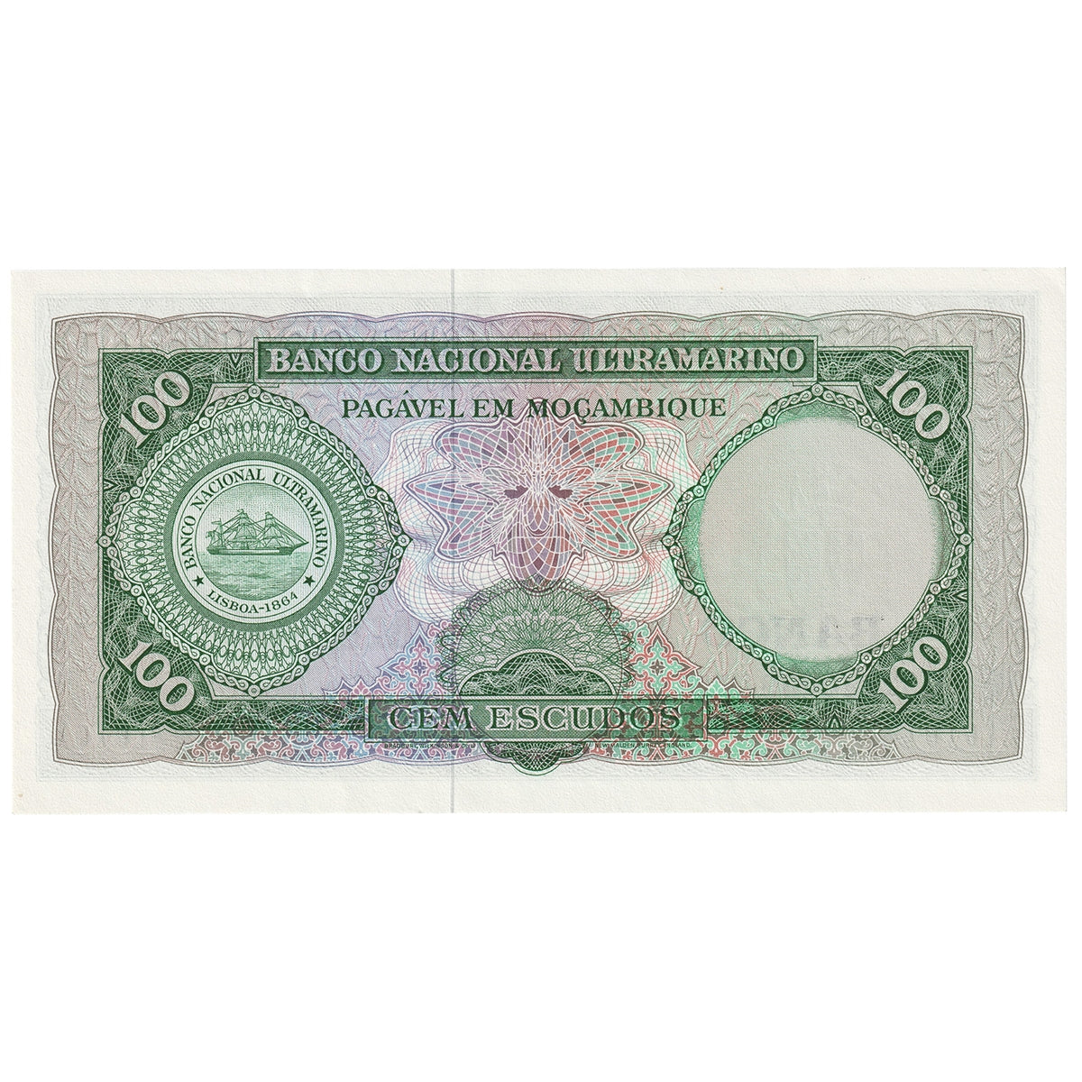 Mozambique 1961 100 Escudos Note, Pick #109a, AU-UNC