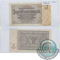 Germany 1937 2 Rentenmark Note, EF (Holes)