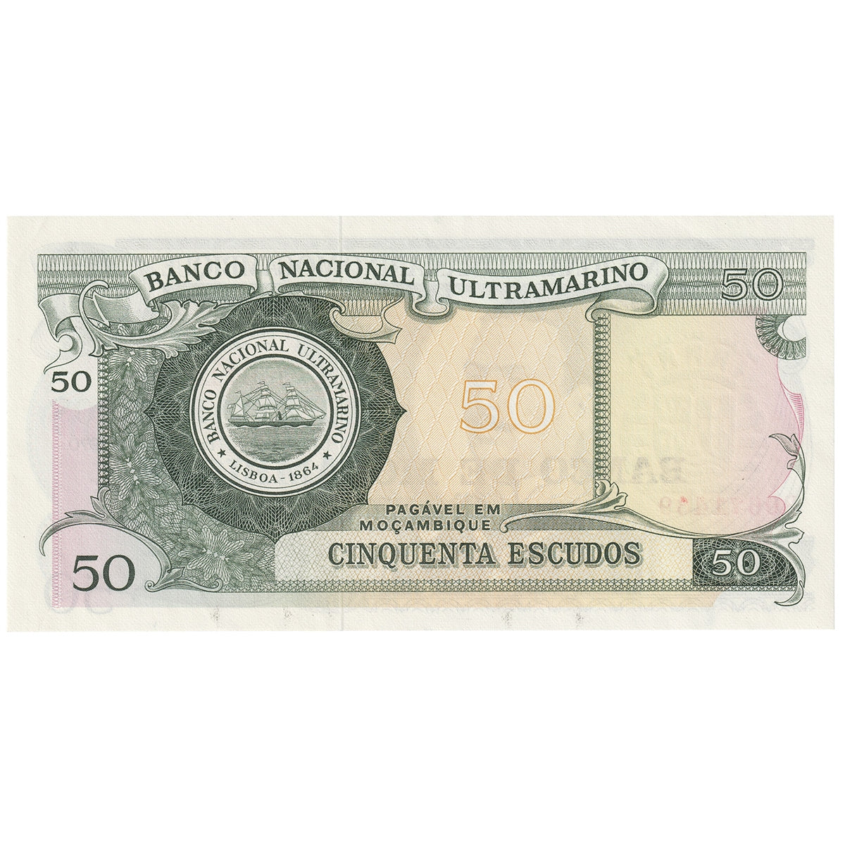 Mozambique 1970 50 Escudos Note, Pick #111, AU-UNC