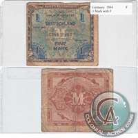Germany 1944 1 Mark Note, with F, Fine