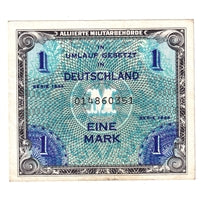 Germany 1944 1 Mark Note, With F, EF (Holes)