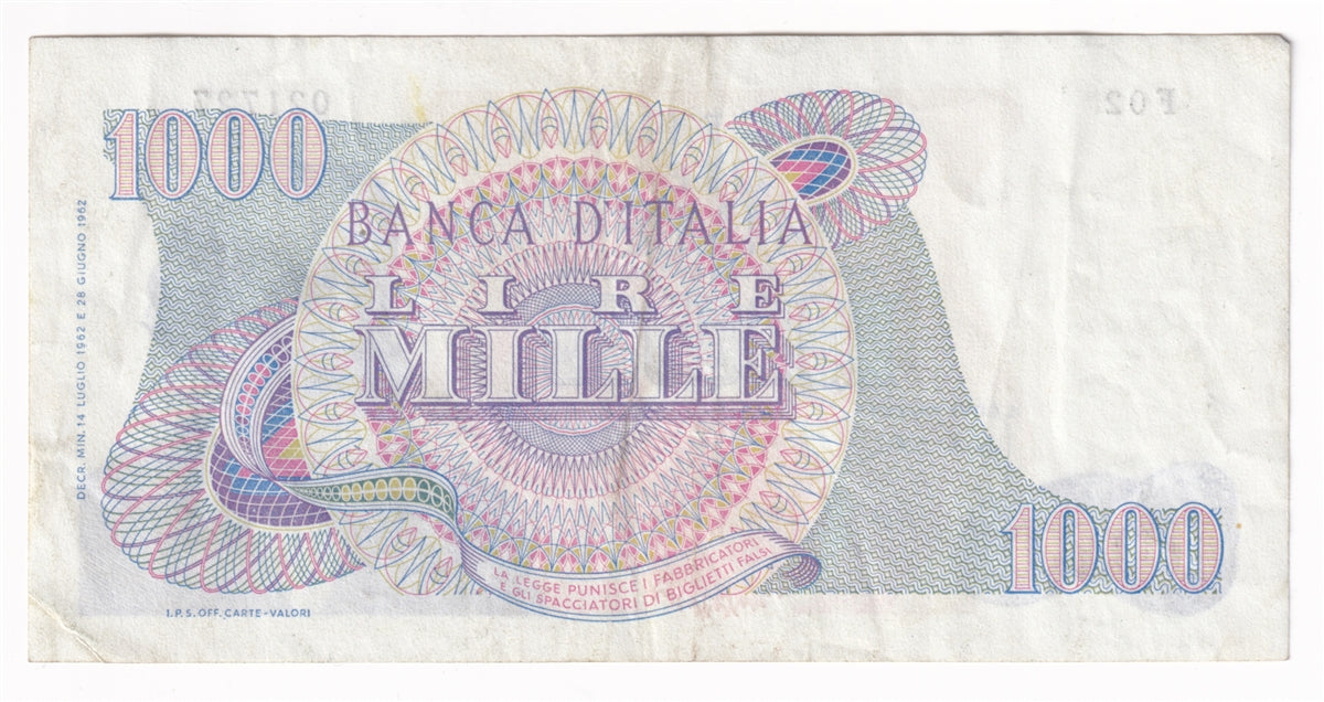 Italy Note 1962 1000 Lire, EF