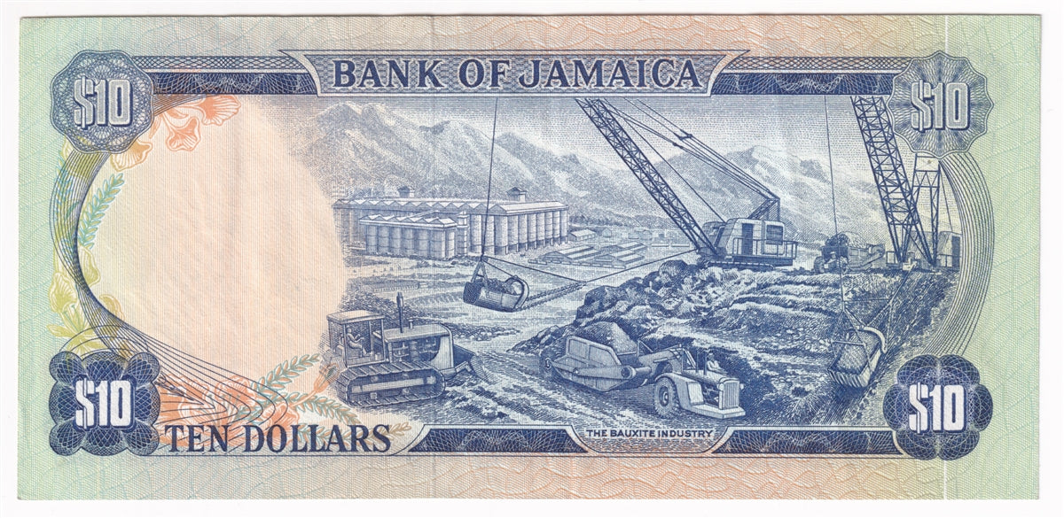 Jamaica Note 1960 10 Dollars, VF-EF