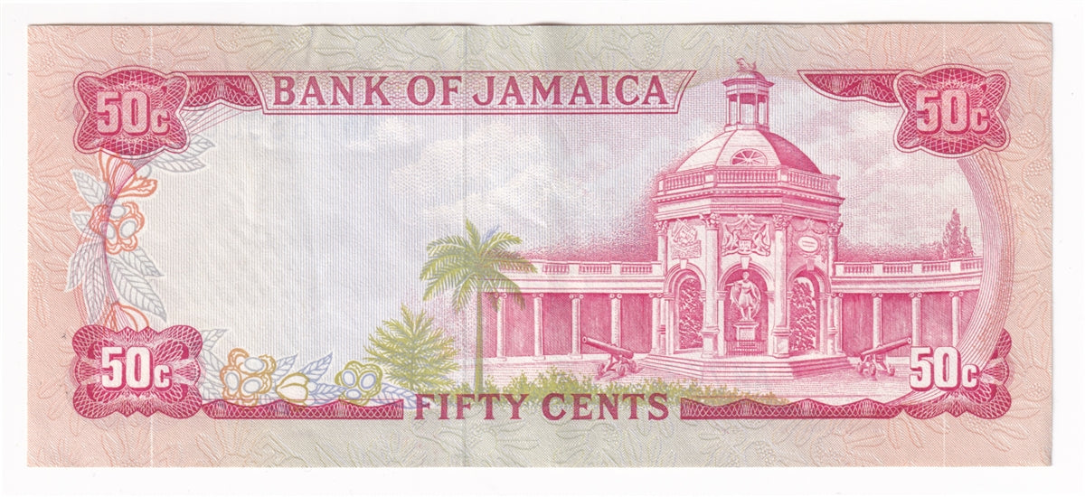 Jamaica Note 1970 50 Cents, EF-AU