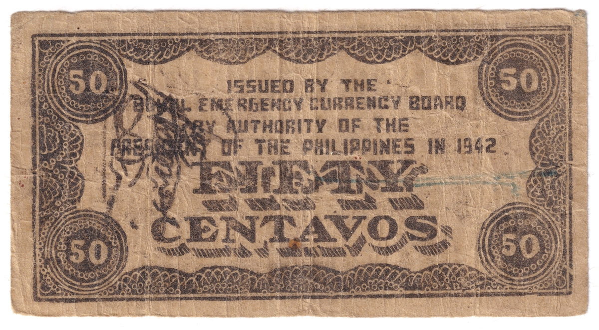 Philippines Note 1942 50 Centavos, Bohol, VG