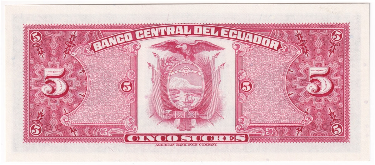 Ecuador Note 1983 5 Sucres, UNC