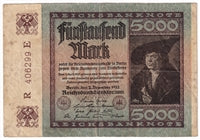 Germany 1922 5,000 Mark Note, Pick #81e, VF