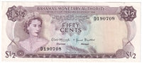 Bahamas 1968 1/2 Dollar Note, Pick #26a, EF