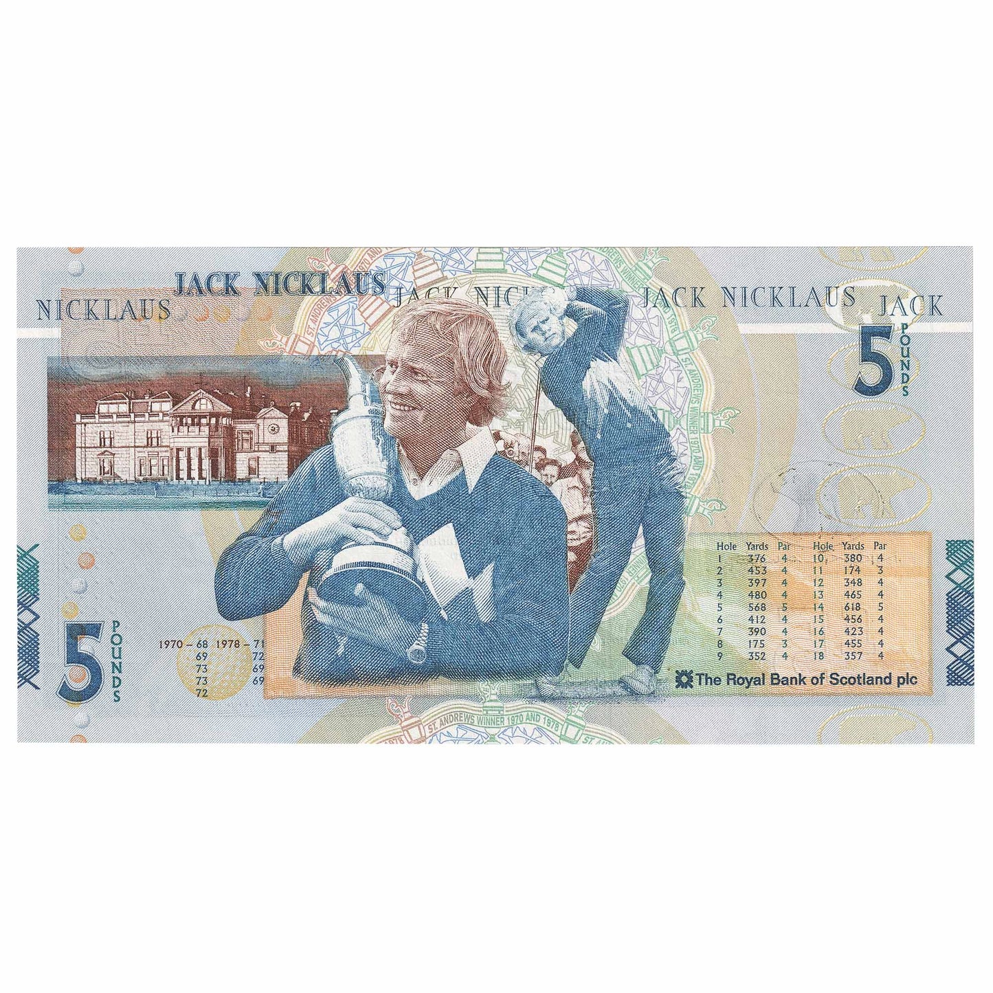Scotland 2005 Royal Bank of Scotland Jack Nicklaus 5 Pound Note, SC847, UNC