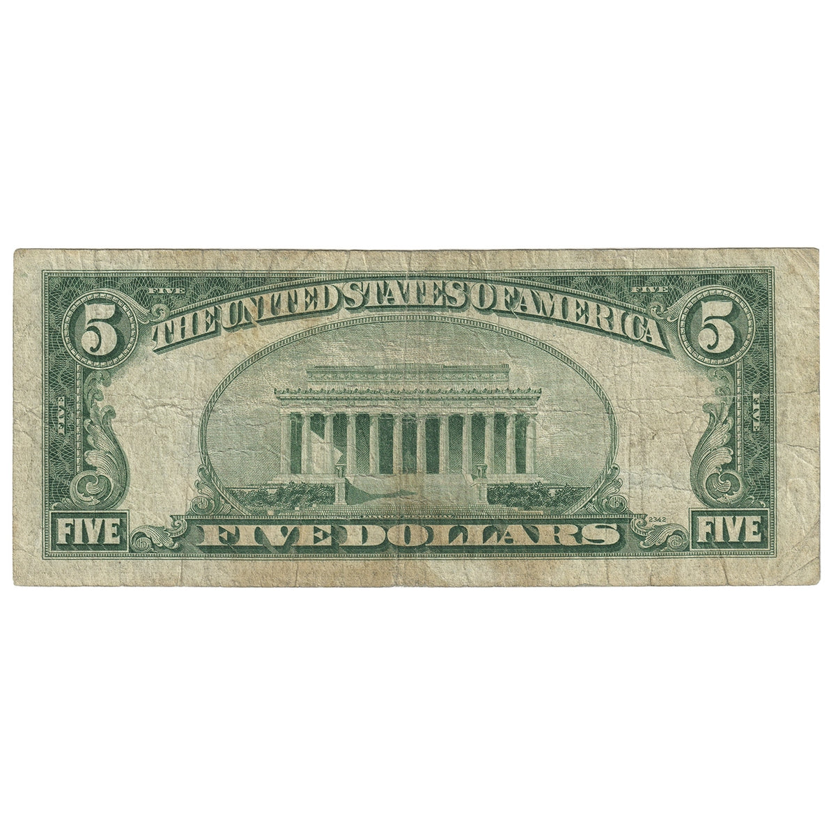 USA 1953A $5 Note, FR #1533, Priest-Anderson, Silver Certificate, F-VF