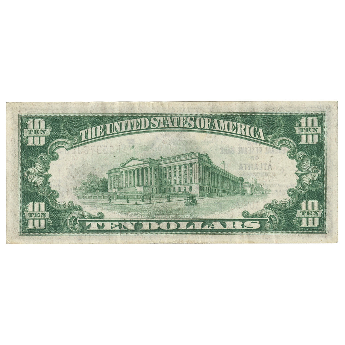 USA 1929 $10 Note, FR #1860F, Jones-Woods, Federal Reserve Bank of Atlanta, VF-EF