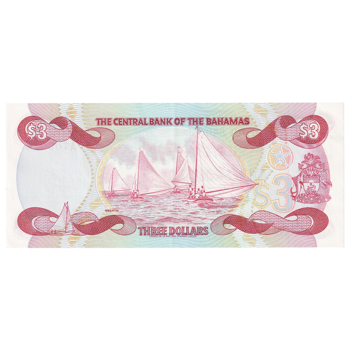 Bahamas L.1974 (1984) 3 Dollar Note, Pick #44a, AU
