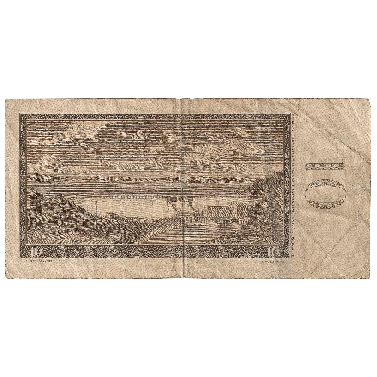 Czechoslovakia 1960 10 Korun Note, Pick #88a, Series H, VF