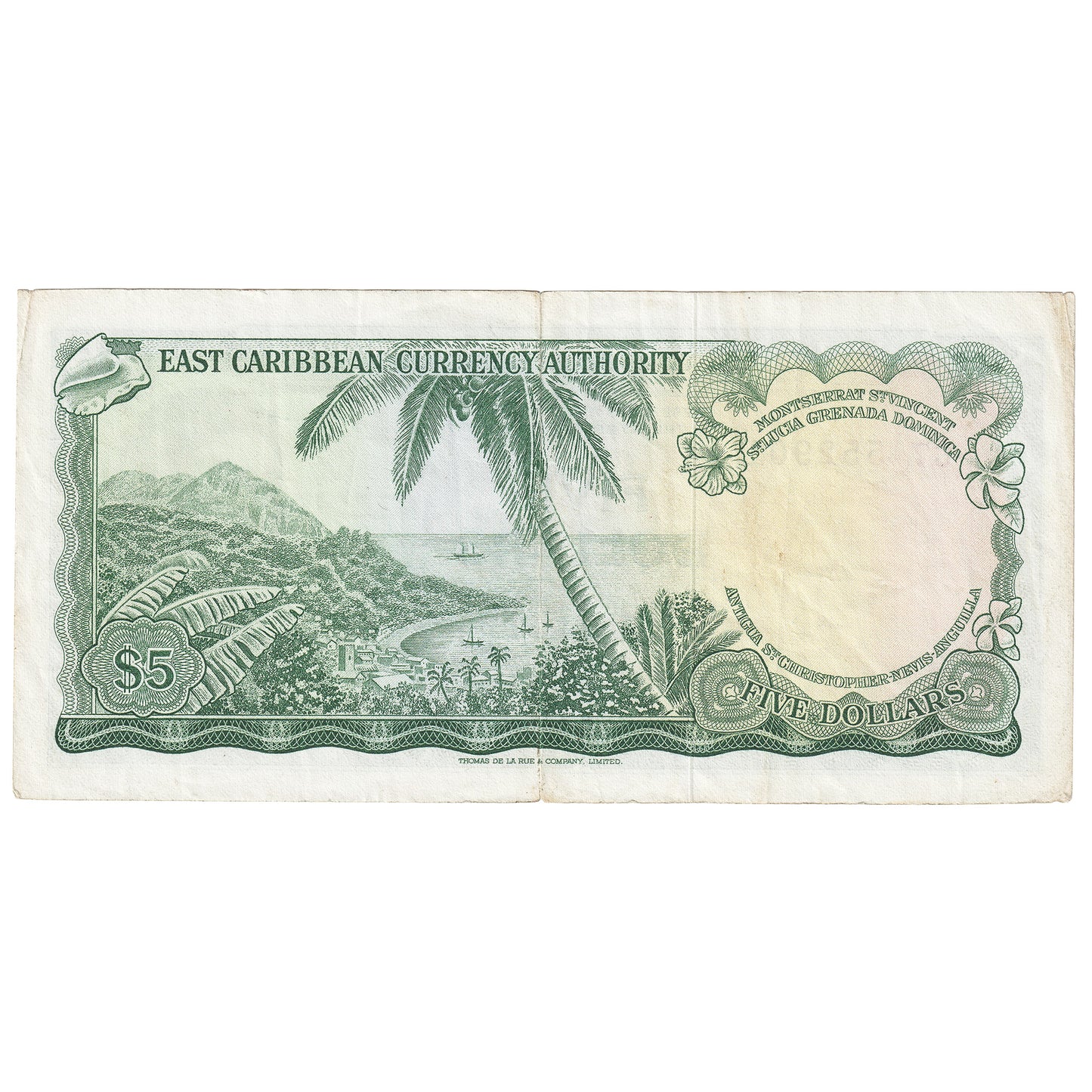 East Caribbean States 1965 5 Dollar Note, Pick #14g, Signature 8, VF