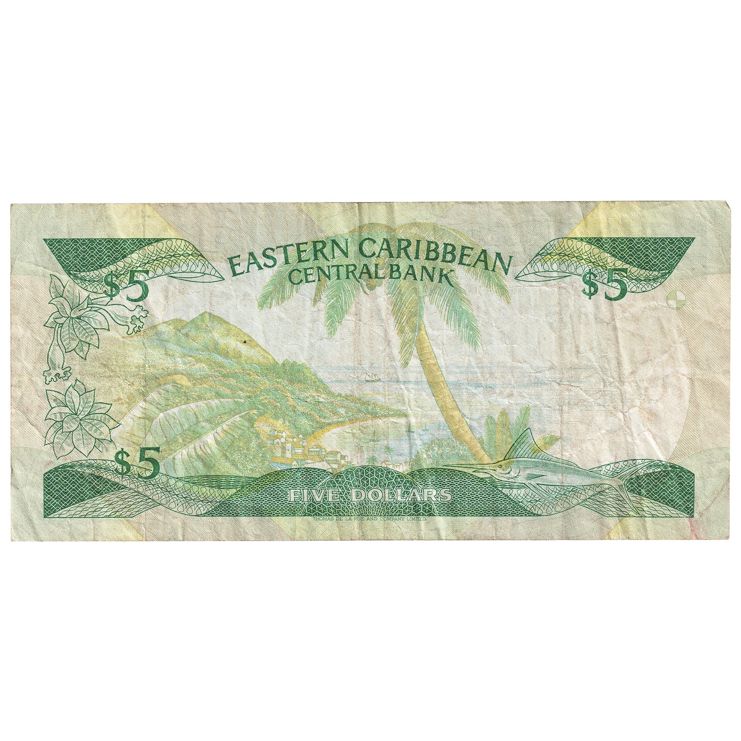 East Caribbean States 1986-88 5 Dollar Note, Pick #18l, VF