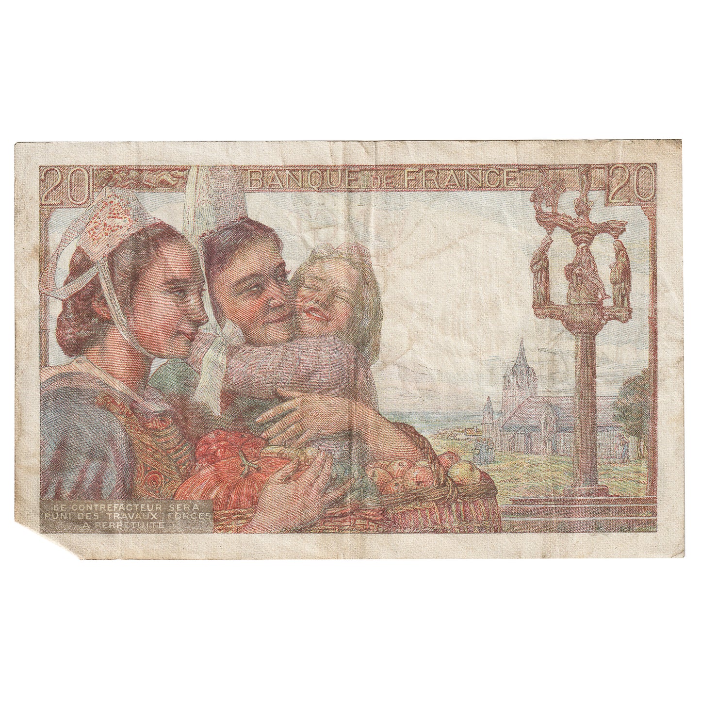 France 1943 20 Francs Note, Pick #100a, VF-EF