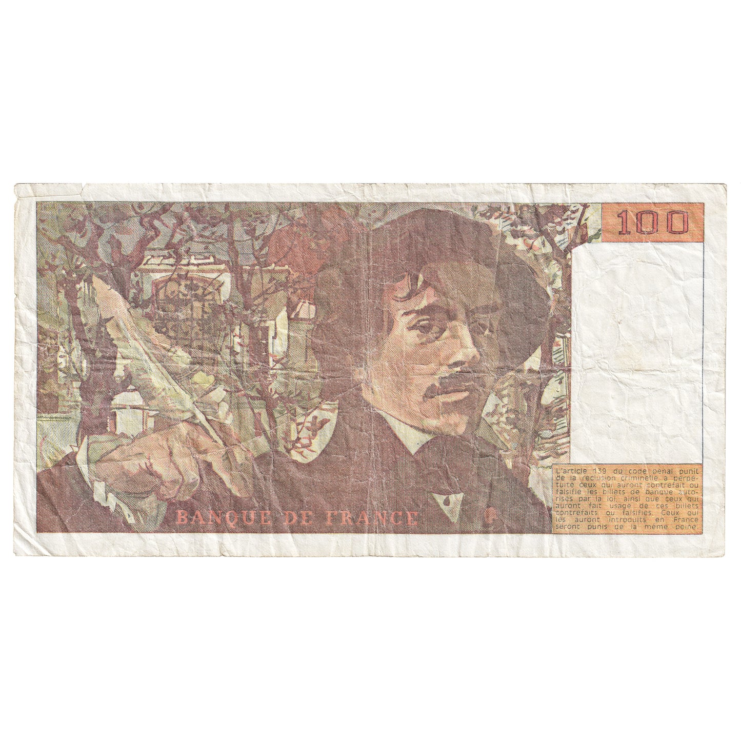 France 1990 100 Francs Note, Pick #154d, Circ