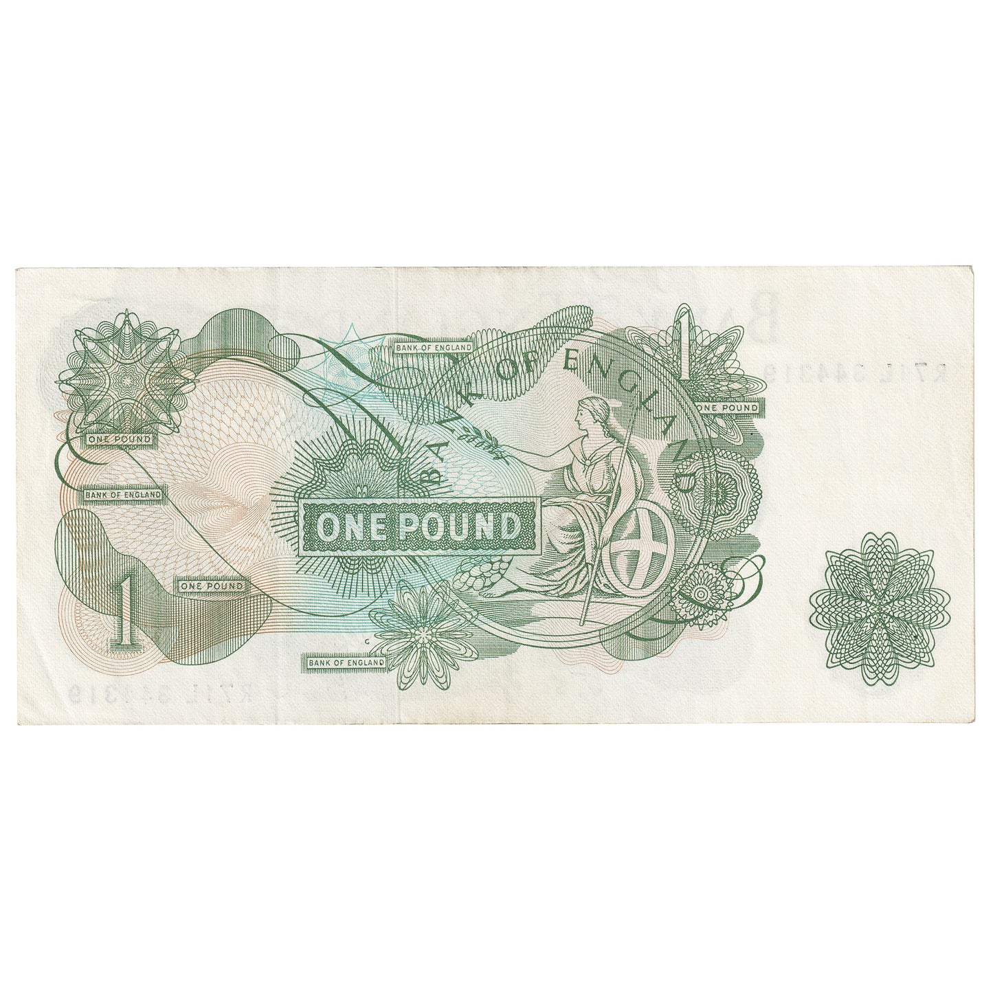 Great Britain 1967 1 Pound Note, BE76d, R_L, EF