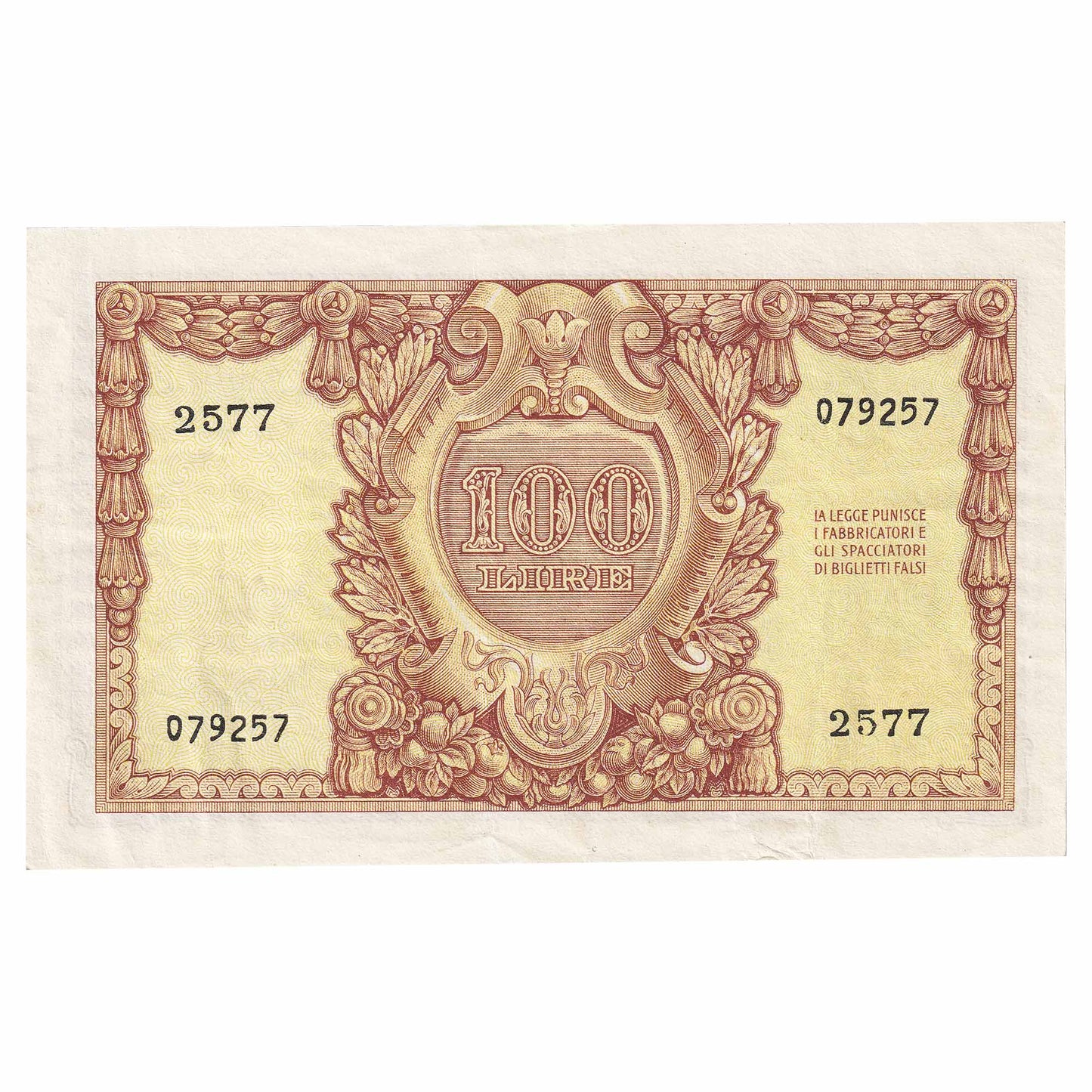 Italy 1951 100 Lire Note, Pick #92a, EF